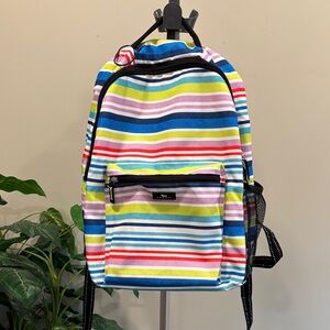 Scout Pack Leader Backpack in Sidewalk Chalk Multi-Color Stripes NWOT